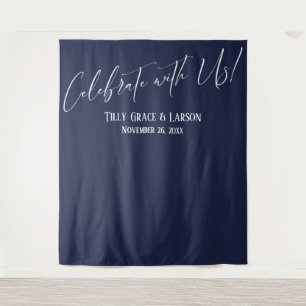 Tapiz Simple Navy Celebre con Nosotros! Fondo para Fotos