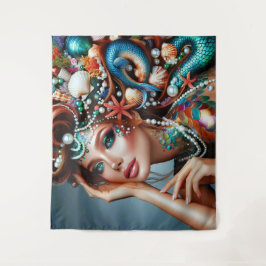 Tapiz Sirena con joyas de tesoros marinos