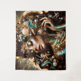 Tapiz Sirena con joyas de tesoros marinos