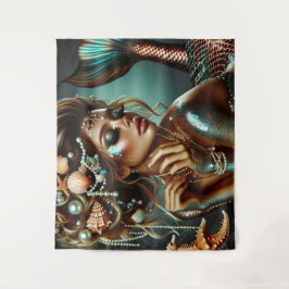 Tapiz Sirena con joyas de tesoros marinos