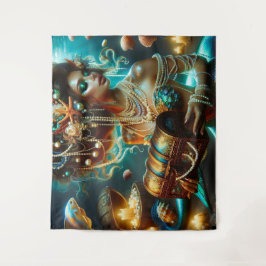 Tapiz Sirena con joyas de tesoros marinos