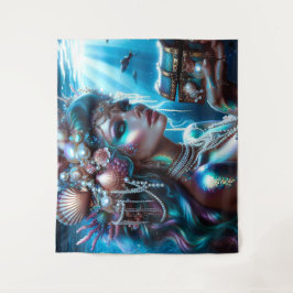 Tapiz Sirena con joyas de tesoros marinos