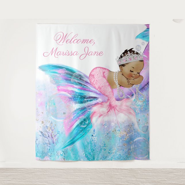 Tapiz Sirena de sirena de Baby Shower (Anverso)