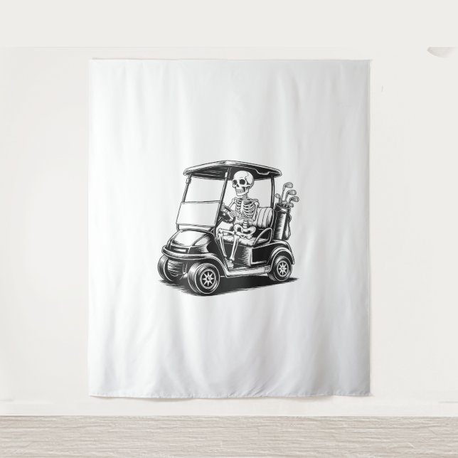 Tapiz Skeletal Golfer Skull Jugando Golf (Anverso)