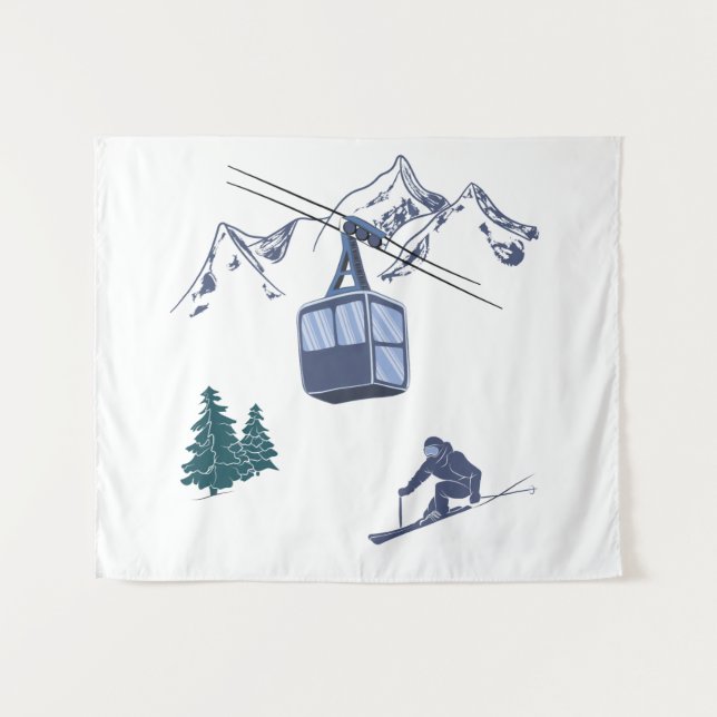 Tapiz Ski Scene Winter Sports (Anverso (horizontal))