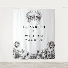 Tapiz Skulls góticos Fondo de foto floral