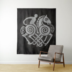Tapiz Sleipnir y Odín Símbolo Diseño Mitología Nórdica