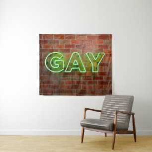 Tapiz SlipperyJoe iluminado letrero de neón gay brillant