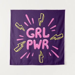 Tapiz Slogan del movimiento de poder del chica sin probl