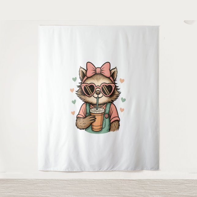 Tapiz Sloth Chica Coffee Lover (Anverso)