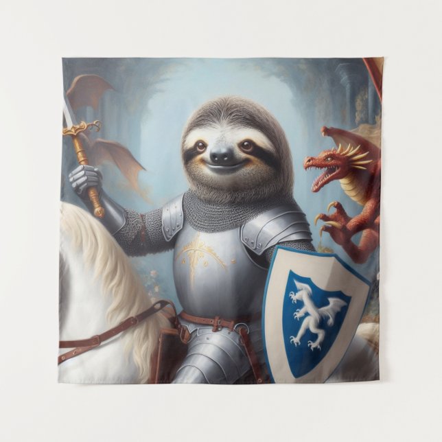 Tapiz Sloth Knight contra los dragones (Anverso)