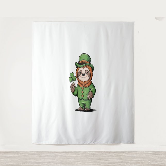 Tapiz Sloth St Patrick's Day Irish Lucky (Anverso)