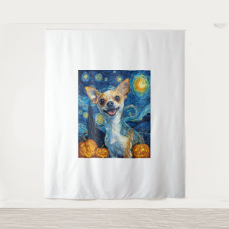 Tapiz smiling chihuahua dog starry night by Van Gogh fin