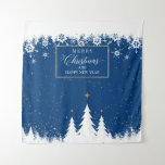 Tapiz Snow Blue Christmas Backdrop Winter banner<br><div class="desc">Snow Blue Christmas and a Happy New Year Backdrop</div>