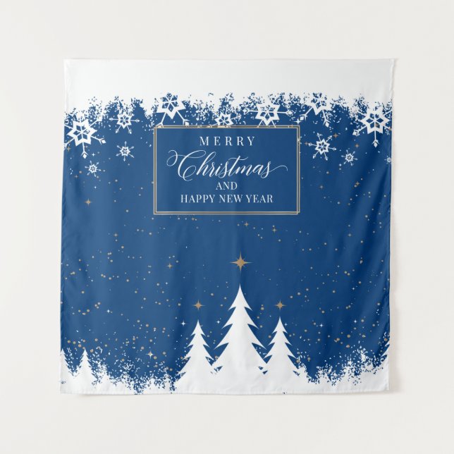 Tapiz Snow Blue Christmas Backdrop Winter banner (Anverso)