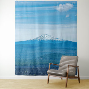 Tapiz Sobre el bosque azul de la línea del árbol y el ci