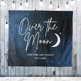 Tapiz Sobre El Fondo De La Luna Nombre Fecha Baby Shower