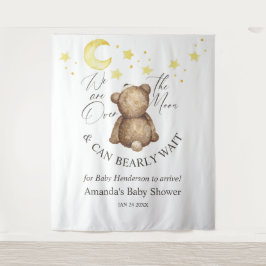 Tapiz Sobre la luna Teddy Bear fondo Baby Shower