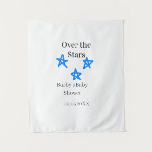 Tapiz Sobre las estrellas azul gris bebé cumpleaños nomb