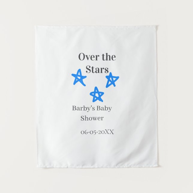 Tapiz Sobre las estrellas azul gris bebé shower nombre f (Anverso)