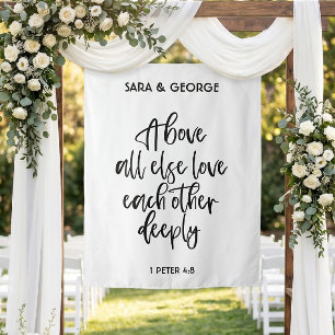 Tapiz Sobre Todo Amaos Profundamente Letrero de Boda