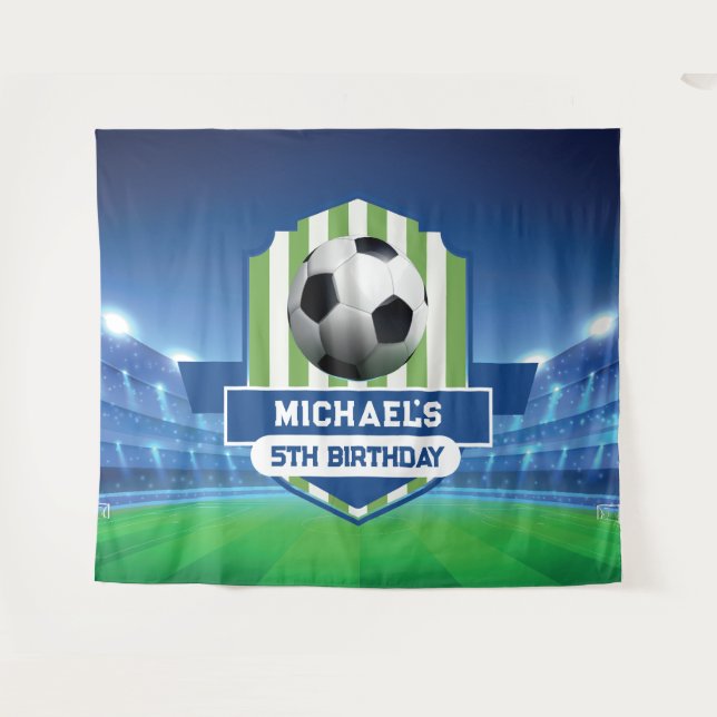 Tapiz Soccer Birthday banner backdrop  (Anverso (horizontal))