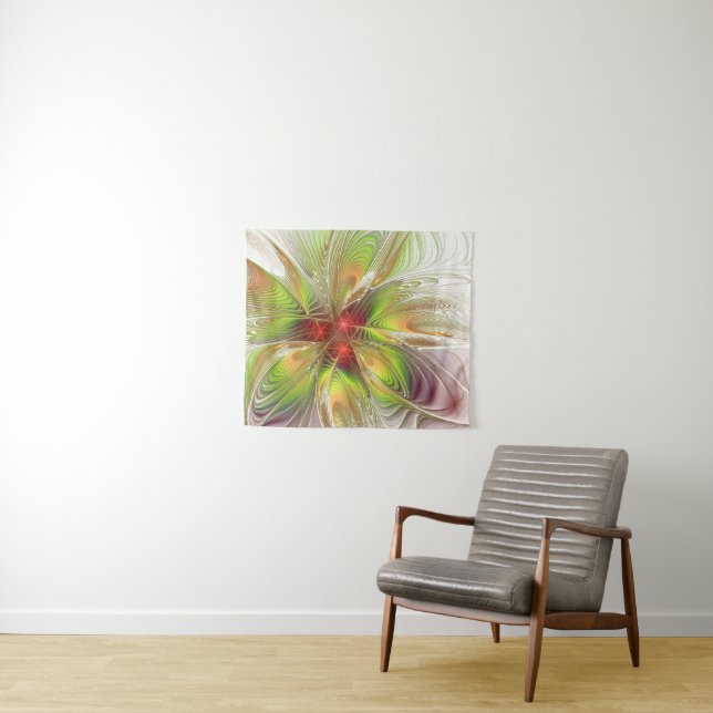 Tapiz Soft and tenderness fractal fantasy flowers  (In situ (horizontal))