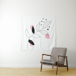 Tapiz Soft Botanica – Arte de línea de hojas minimalista