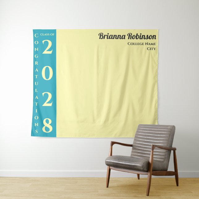 Tapiz Soft Yellow Modern Graduation Party (In situ (horizontal))