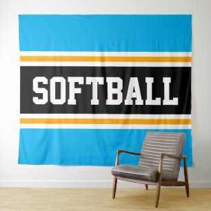 Tapiz SOFTBALL divertido rayas deportivas de color azul 