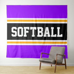 Tapiz SOFTBALL Rosa Brillante Negro Naranja Rayas de Car