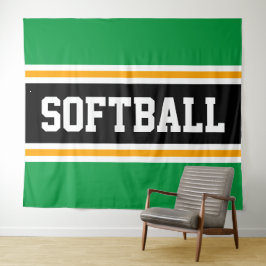 Tapiz SOFTBALL Verde Brillante Negro Naranja Rayas de Ca