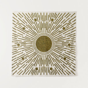 Tapiz Sol dorado brillante, rayos vintage.