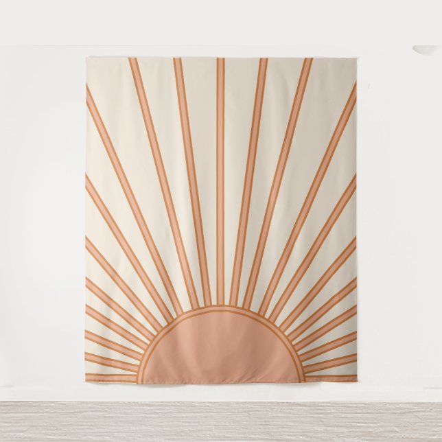 Tapiz Sol Sunrise Earth Tones Terracotta Retro Sunshine (Anverso)