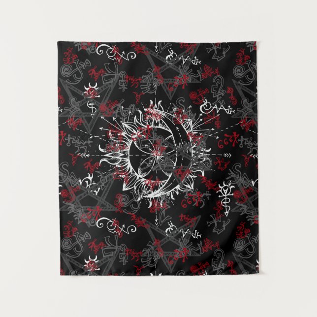 Tapiz Sol y luna, Wicca, bruja, pagano, Halloween (Anverso)