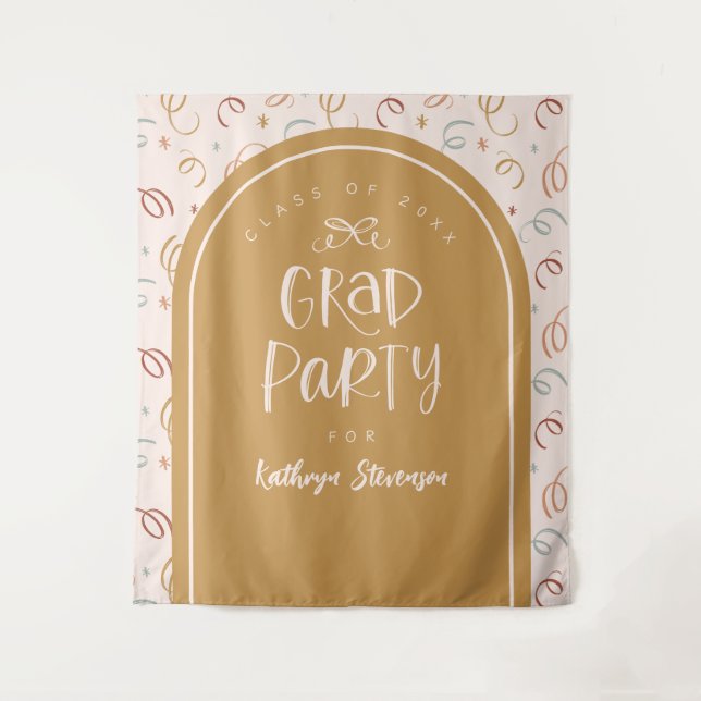 Tapiz Sólida Fiesta de Confetti Grad dibujada a mano (Anverso)