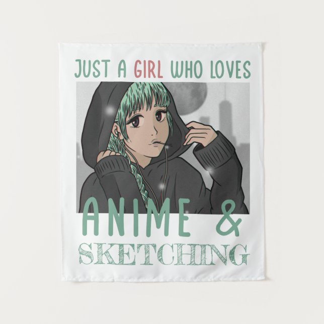 Tapiz Sólo un chica que ama a Anime y Skettering (Anverso)