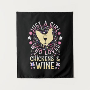 Tapiz Sólo Una Chica Que Ama Los Pollos Y El Vino