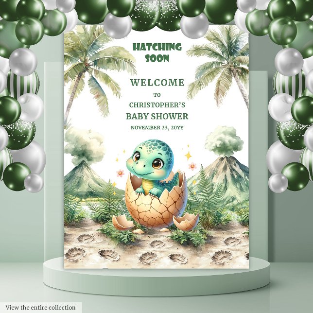 Tapiz Sombrando pronto el tazón de Baby Shower Cute Dino (Hatching Soon Baby Shower Tapestry Cute Dino)