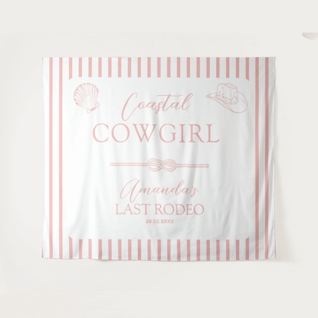 Tapiz Sombrero de vaquera costera Fiesta de soltera occi (Anverso (horizontal))