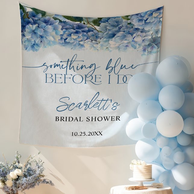 Tapiz Something Blue Elgant Hydrangea Bridal Shower  (Something Elegant Blue Hydrangea Bridal Shower Tapestry)