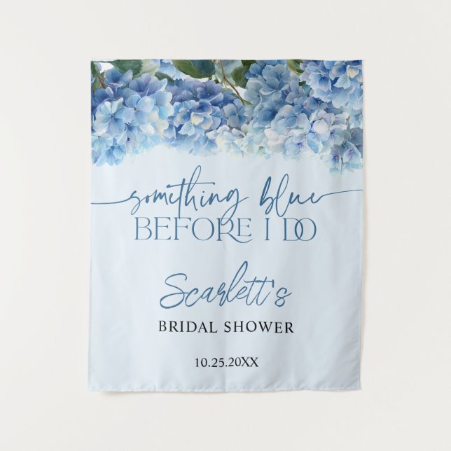 Tapiz Something Elegant Blue Hydrangea Bridal Shower  (Anverso)