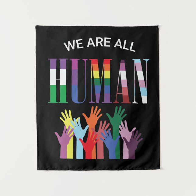 Tapiz Somos todos manos coloridas humanas (Anverso)