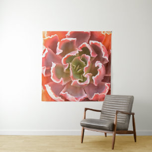Tapiz Sorprendente Jardín Suculentos Tonos Rosa Arte Rea