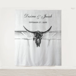 Tapiz Sótano de cráneo de vaca blanco negro y negro rúst