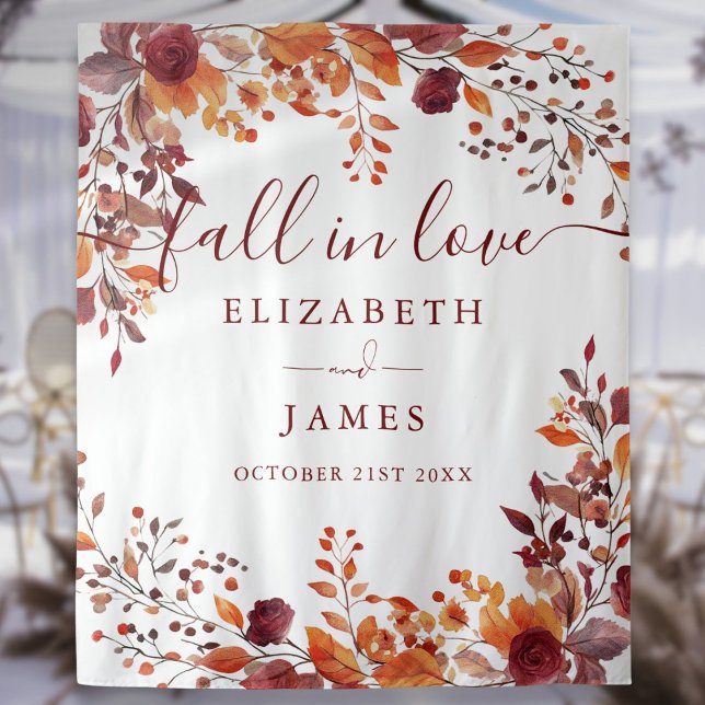 Tapiz Sótano de la cabina de fotos floral de otoño rústi (Rustic Autumn Fall Floral Photo Booth Backdrop)