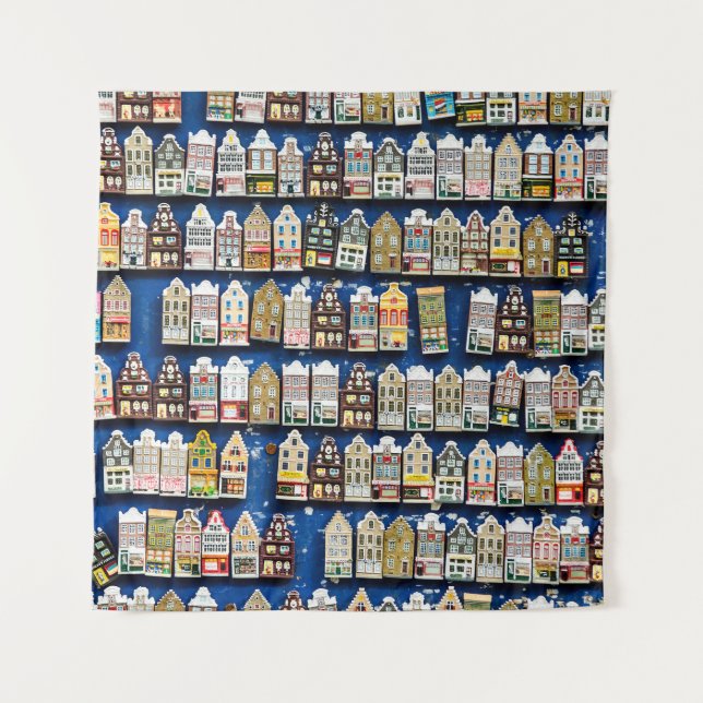 Tapiz souvenirs holandeses, escena de la calle de Amster (Anverso)