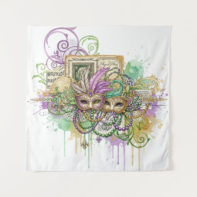 Tapiz Splatter Mardi Gras collage (Anverso)