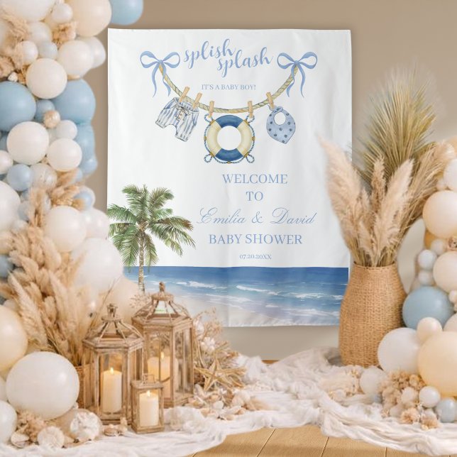Tapiz Splish Splash Seaside Baby Shower Wall Tapestry (Subido por el creador)