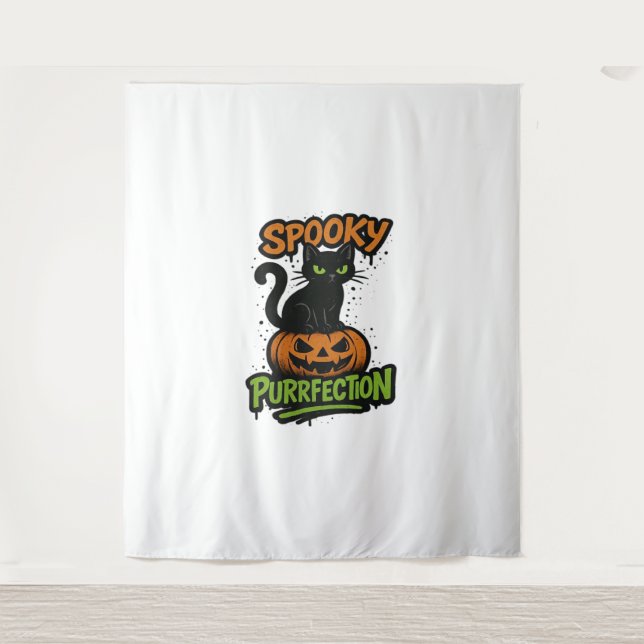 Tapiz Spooky Squad Retro Halloween Design (Texto negro)  (Anverso)